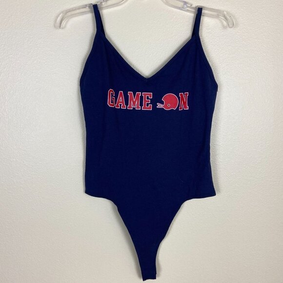 ✨2/$20✨ PINK Collegiate Collection V-Neck Red Game on Bodysuit Size L - Picture 2 of 14